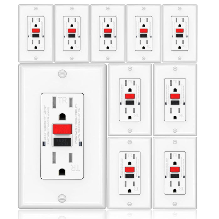 15 Amp GFCI Outlet – Tamper Resistant Self-Test GFI Receptacle with LED Indicator