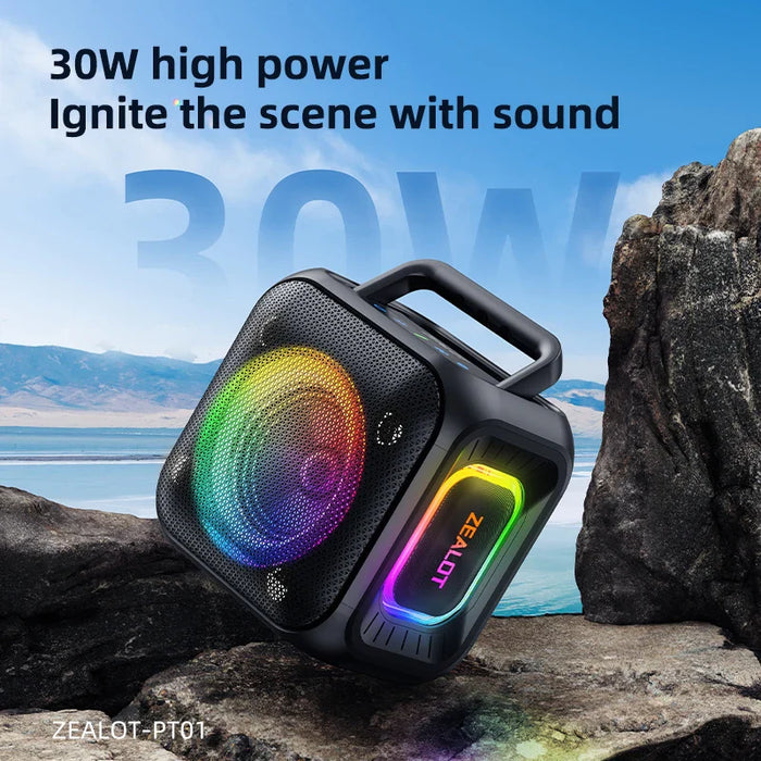 Zealot_PT01 Portable Bluetooth Speaker,IPX6 Waterproof 360° Wireless Speaker TWS Stereo Pairing 10hrs Playtime For Camping Hikin