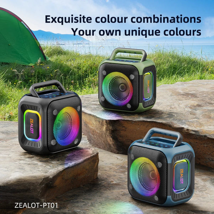 Zealot_PT01 Portable Bluetooth Speaker,IPX6 Waterproof 360° Wireless Speaker TWS Stereo Pairing 10hrs Playtime For Camping Hikin